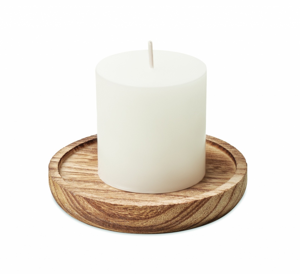 Logo trade promotional item photo of: Candle on round wooden base