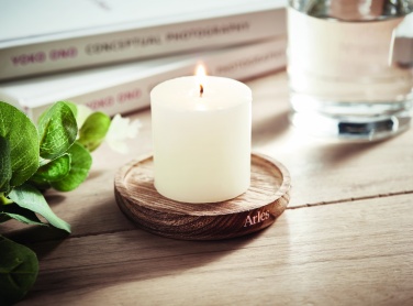 Logo trade corporate gifts picture of: Candle on round wooden base