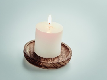 Logo trade promotional product photo of: Candle on round wooden base