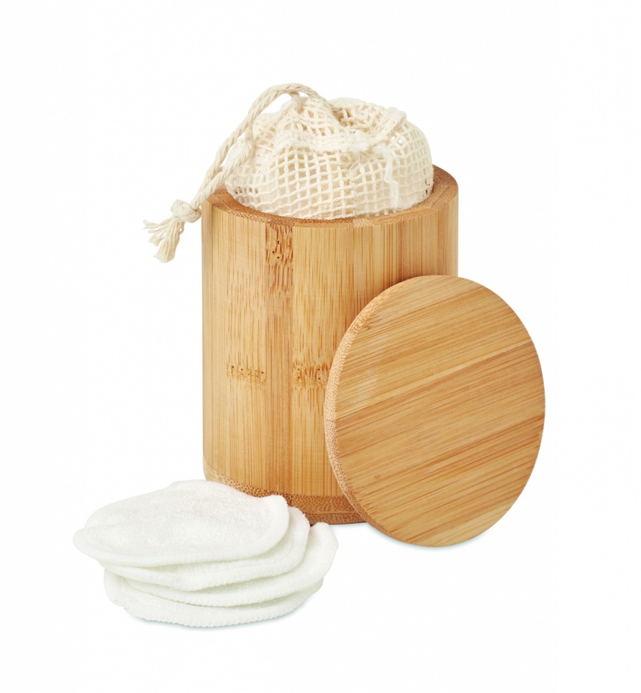 Logo trade promotional merchandise image of: Bamboo fibre cleansing pad set