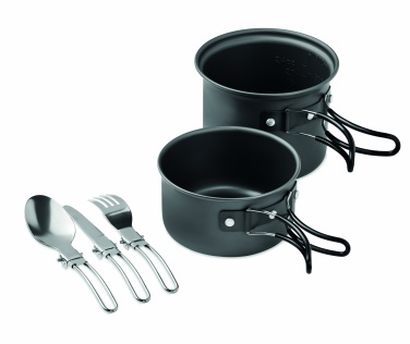 Logo trade promotional products image of: 2 camping pots with cutlery