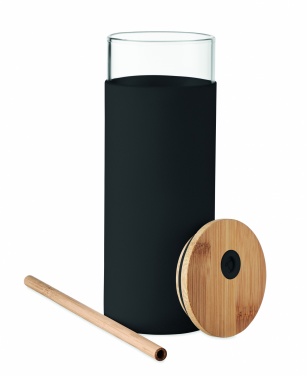 Logo trade promotional gift photo of: Glass tumbler 450ml bamboo lid