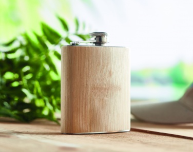 Logotrade promotional gifts photo of: Bamboo slim hip flask 170ml