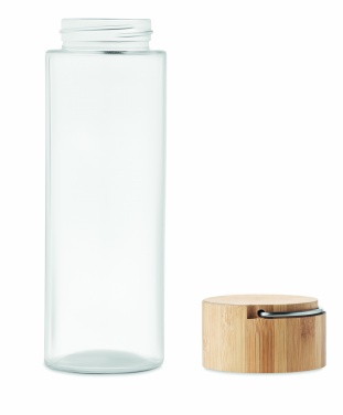 Logo trade advertising products image of: Glass bottle 500ml bamboo lid