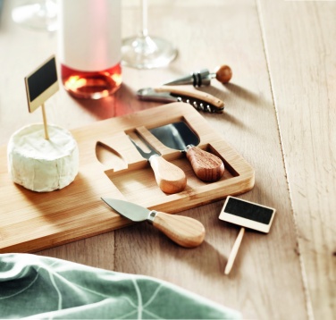 Logotrade business gift image of: Bamboo Cheese board set Leipzig