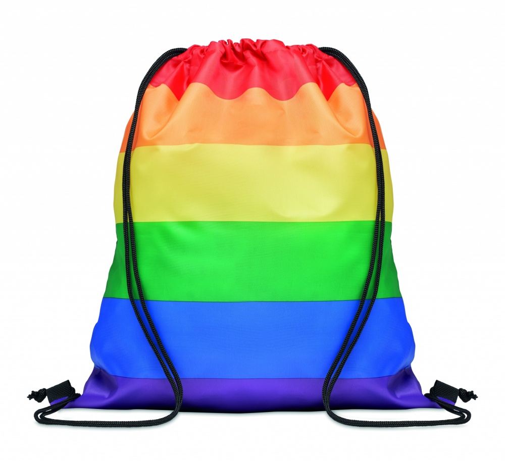 Logo trade promotional item photo of: Rainbow RPET drawstring bag