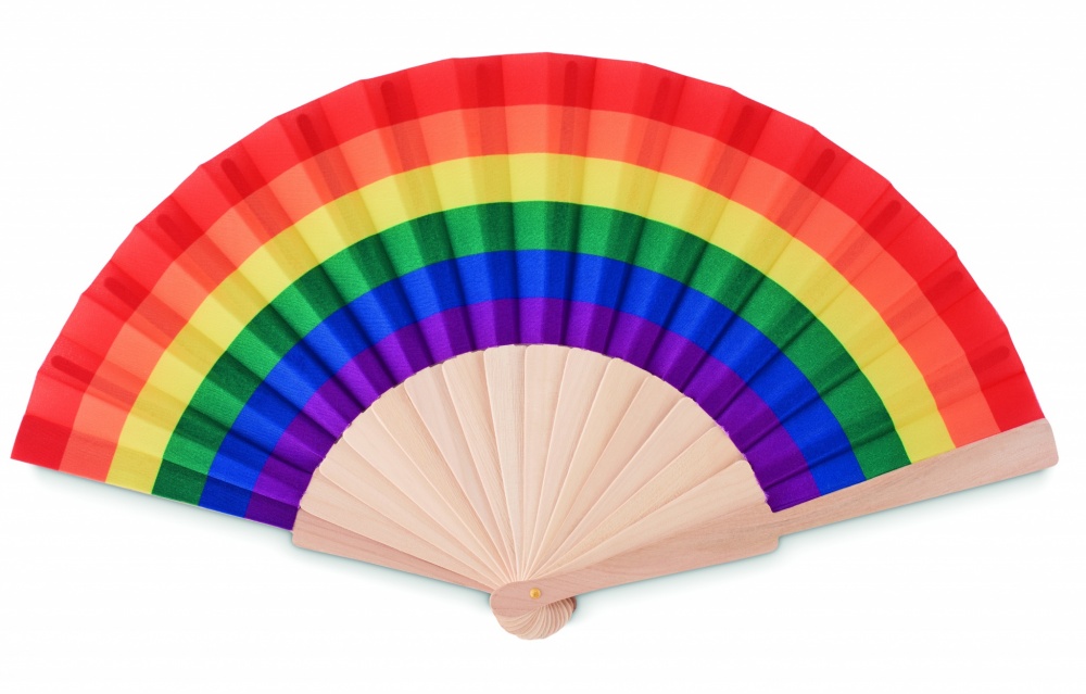 Logo trade promotional items image of: Rainbow wooden hand fan