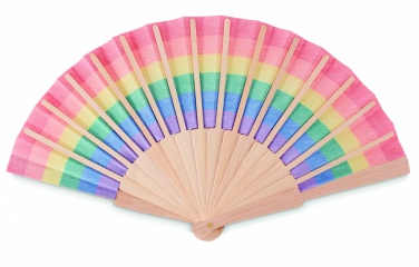 Logo trade business gift photo of: Rainbow wooden hand fan