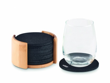 Logo trade promotional item photo of: RPET coasters in bamboo holder