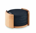 RPET coasters in bamboo holder, Wood