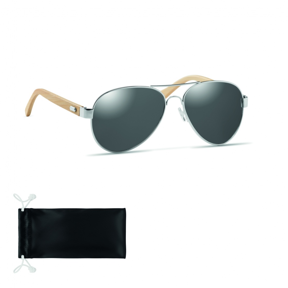 Logo trade advertising products image of: Bamboo sunglasses in pouch TARTU