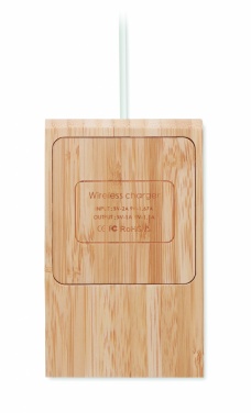 Logo trade promotional merchandise photo of: Bamboo wireless charger  10W ODOS