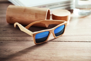 Logo trade promotional giveaways picture of: Sunglasses and case in bamboo KEILA