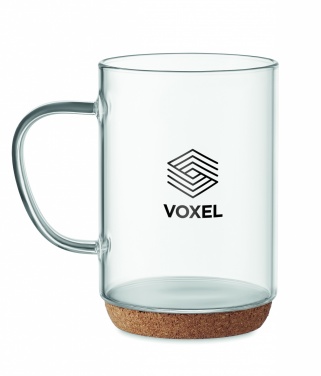 Logo trade promotional merchandise photo of: Glass mug 400ml with cork base