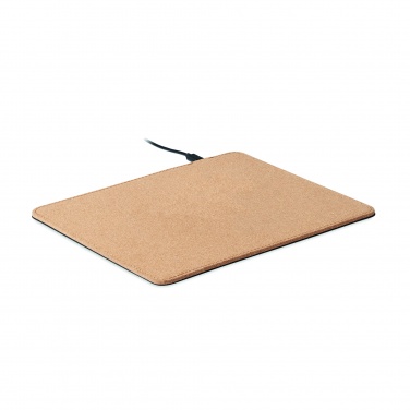 Logo trade promotional giveaways image of: Cork mouse mat charger 15W