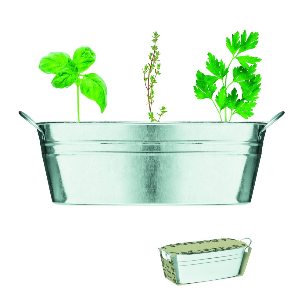 Logo trade promotional merchandise photo of: Zinc tub with 3 herbs seeds