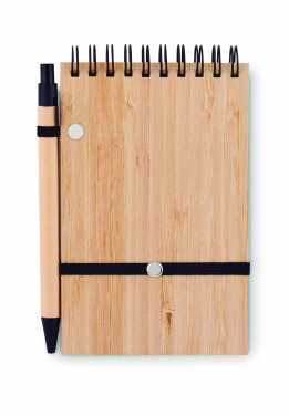 Logo trade promotional gift photo of: A6 bamboo notepad with pen