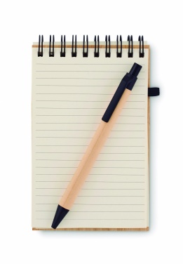 Logo trade promotional item photo of: A6 bamboo notepad with pen