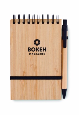 Logotrade promotional giveaway image of: A6 bamboo notepad with pen SONORABAM