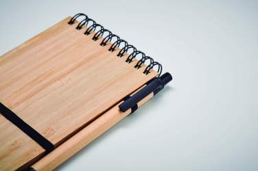 Logo trade promotional items picture of: A6 bamboo notepad with pen SONORABAM