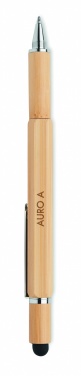 Logo trade promotional items image of: Spirit level pen in bamboo