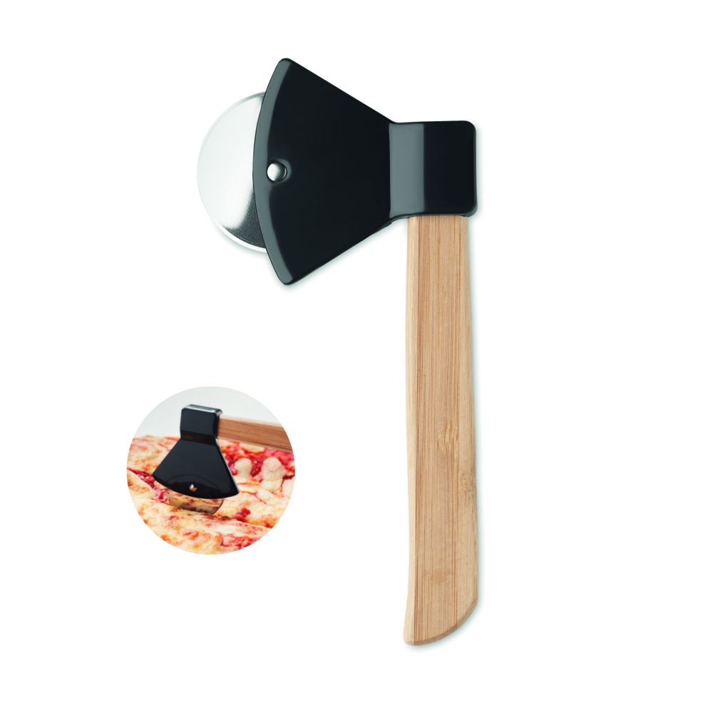 Logo trade promotional giveaways image of: Pizza cutter bamboo handle