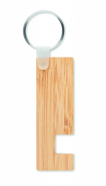 Logo trade promotional items image of: Bamboo stand and key ring Savonlinna