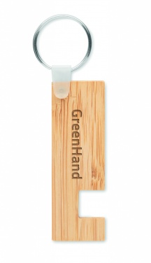 Logo trade promotional products image of: Bamboo stand and key ring Savonlinna