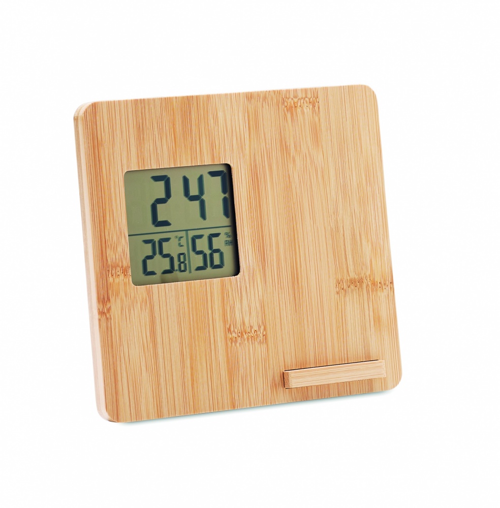 Logotrade promotional gift picture of: Bamboo weather station 10W