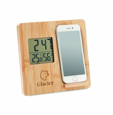 Logotrade promotional gift picture of: Bamboo weather station 10W