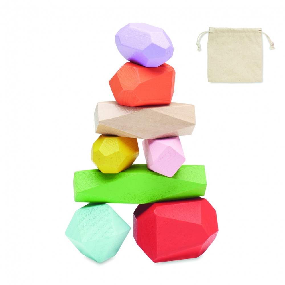 Logotrade promotional merchandise image of: 8 stacking wood rocks in pouch