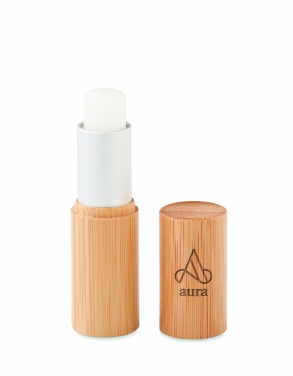 Logo trade promotional merchandise picture of: Lip balm in bamboo tube box