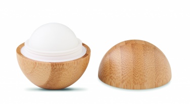 Logo trade corporate gift photo of: Lip balm in round bamboo case