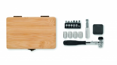 Logo trade business gifts image of: 13 piece tool set, bamboo case