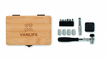 Logo trade promotional merchandise image of: 13 piece tool set, bamboo case