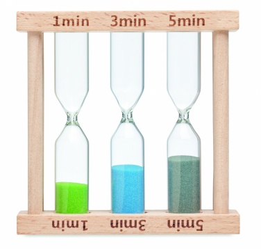 Logo trade promotional item photo of: Set of 3 wooden sand timer