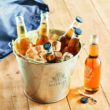 Logo trade promotional giveaways image of: Metal beer bucket 4L