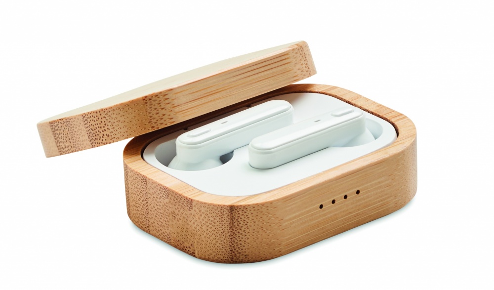 Logotrade promotional products photo of: TWS earbuds in bamboo case