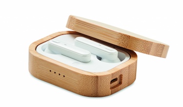 Logotrade promotional gift picture of: TWS earbuds in bamboo case