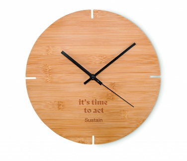 Logo trade promotional merchandise image of: Round shape bamboo wall clock