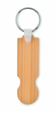 Logotrade promotional product image of: Bamboo euro token key ring