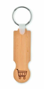 Logotrade promotional merchandise picture of: Bamboo euro token key ring Rauma