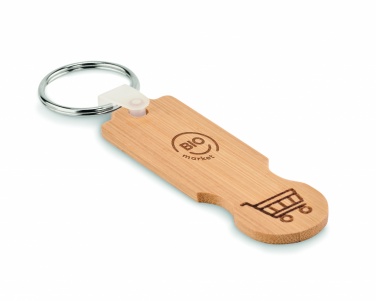 Logo trade promotional items image of: Bamboo euro token key ring