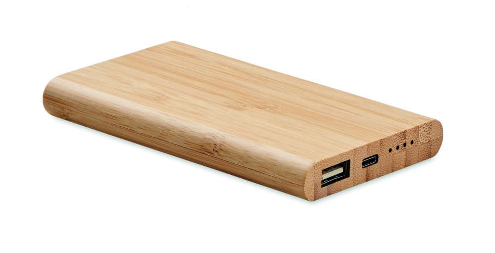 Logo trade promotional gifts picture of: 4000 mAh Bamboo power bank