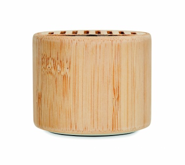 Logo trade corporate gifts image of: Round bamboo wireless speaker