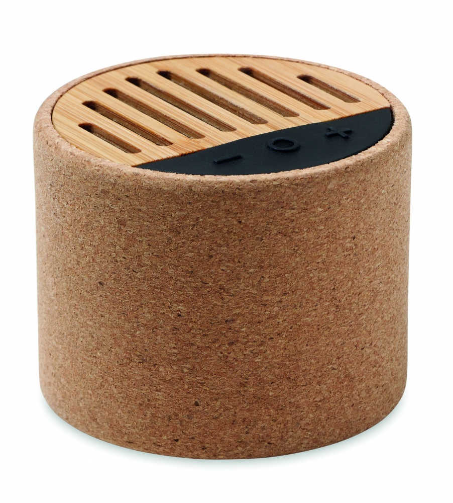 Logo trade promotional gifts image of: Round cork wireless speaker