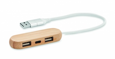 Logo trade promotional merchandise picture of: 3 port USB hub with dual input