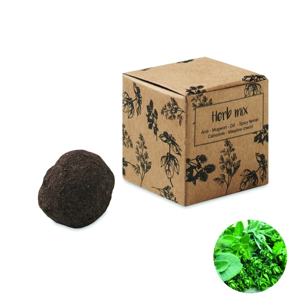 Logo trade promotional gift photo of: Herb seed bomb in carton box