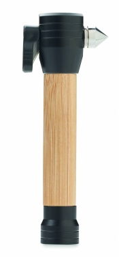 Logotrade advertising product image of: 3-in-1 bamboo flashlight with an emergency hammer and seatbelt cutter