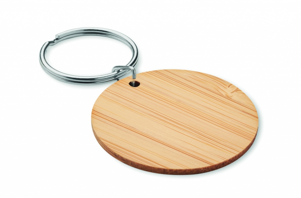 Logotrade business gift image of: Round bamboo key ring Pieksämäki